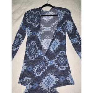 blue cardigan